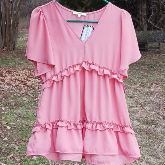 Anthropologie Andree by unit ruffled tiered babydoll boho hippie top - Picture 14 of 14